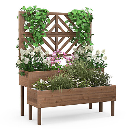 Costway has 2-Tier Raised Garden Bed with Trellis Wooden Elevated Planter Box with Legs for $109.99 - $47 when you apply promo code XQGT4041 in cart = $62.99. Shipping is free.

Thanks to Staff Memb