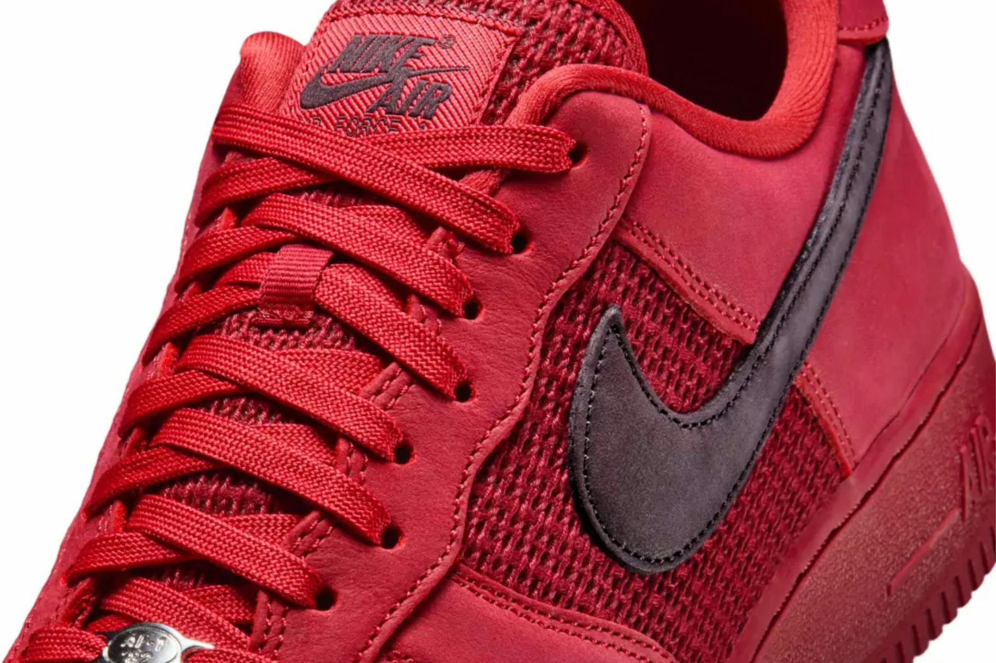 The Nike Air Force 1 Low Woven Tough Red/Team Red is proof that the iconic silhouette looks good in any color.