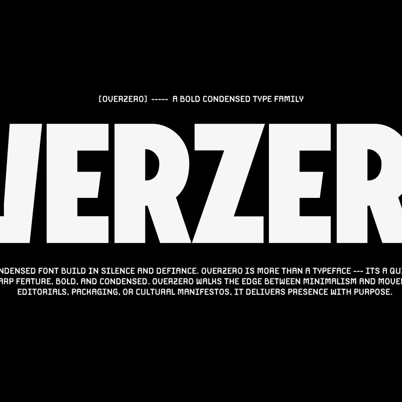 Overzero is a bold condensed display typeface designed by Fredella Agatha. The font has sharp shapes and tight spacing, making it ideal for layouts.
It works well for layout designs that need to stand...