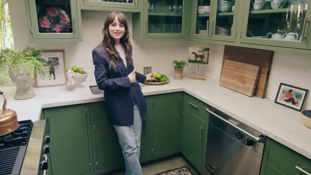 Today we remember Johnson’s limes/iconic green kitchen from her Architectural Digest Open Door tour, which she is now putting on the market. The limes may be gone, but they will never be forgotten.