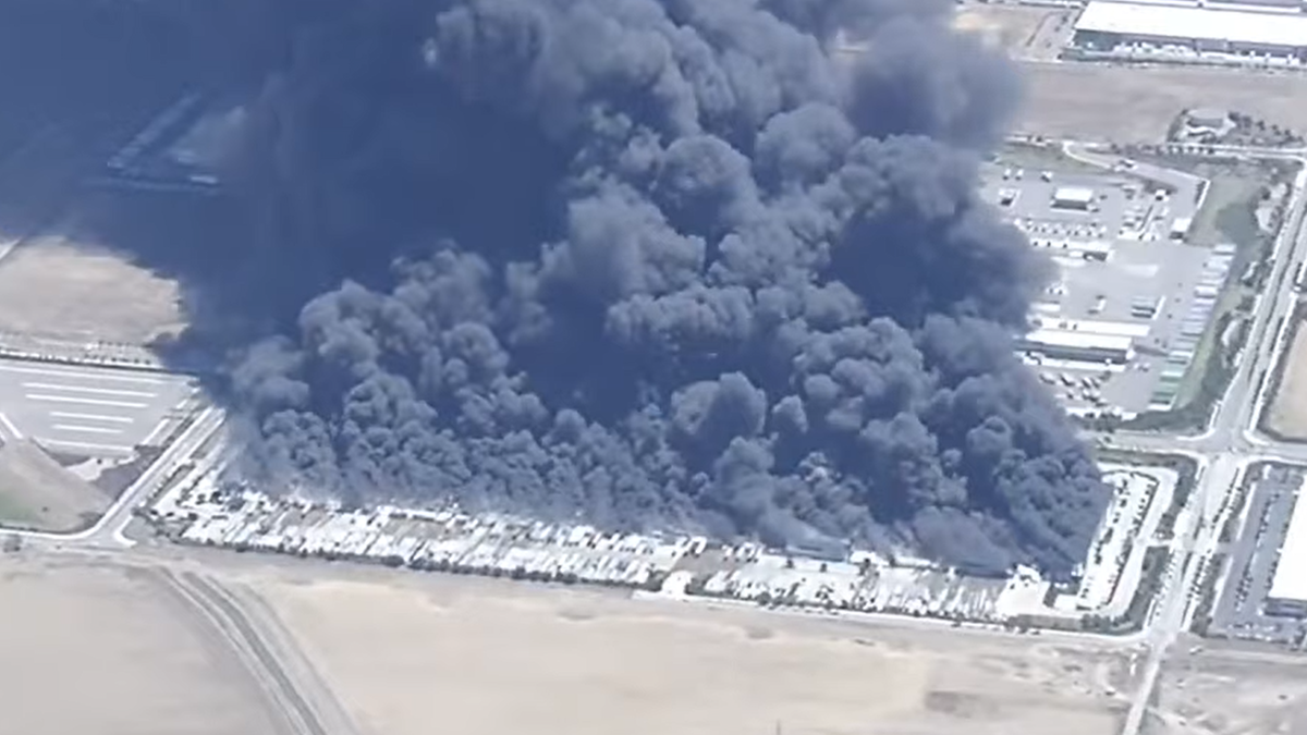 Firefighters responded to a massive fire in Tracy that left a 1 million-square-foot medical supply distribution center in ruins and sent large plumes of black smoke and debris into the sky.